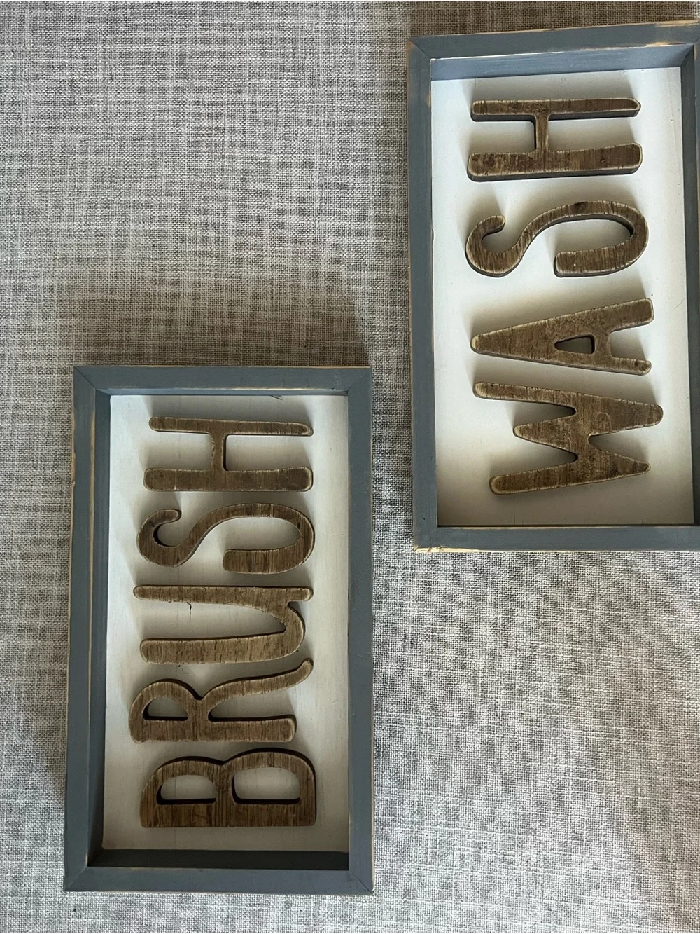 Hobby Lobby BRUSH & WASH Framed Wall Signs - Gray and Brown, Set of two.